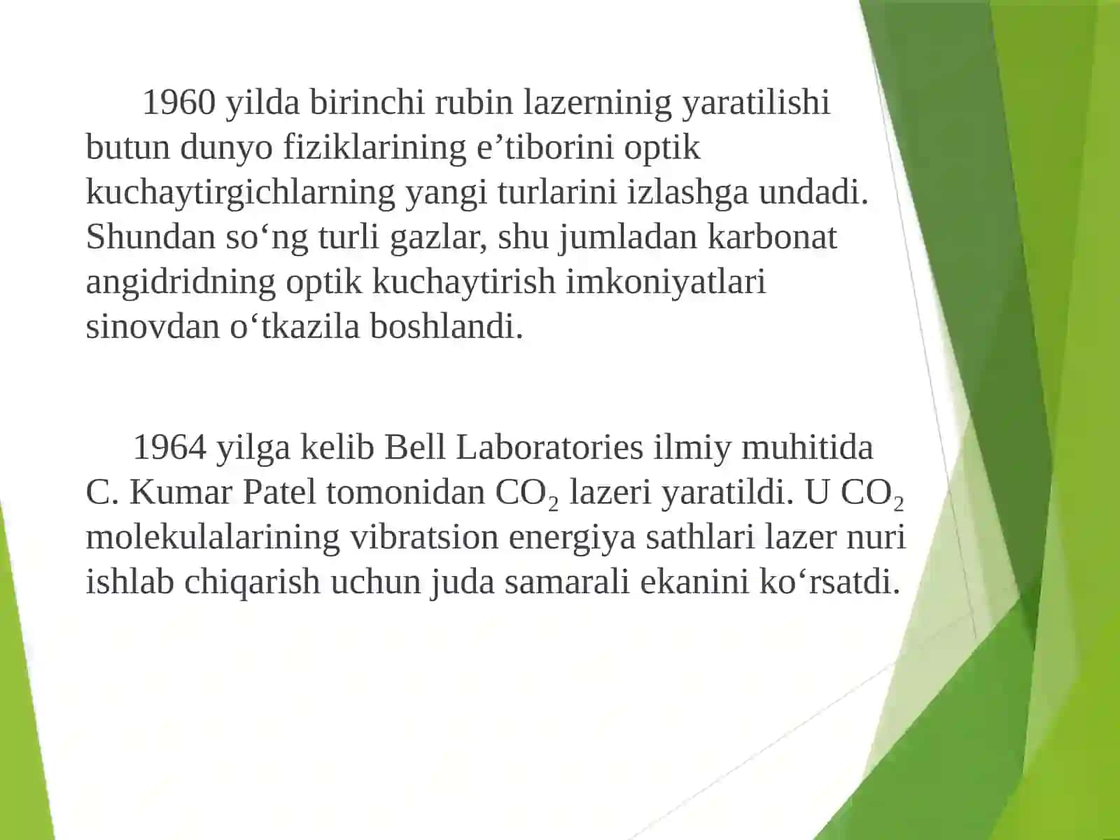 Taqdimot. Mavzu: Karbonat angidrid CO₂ lazerlari 3