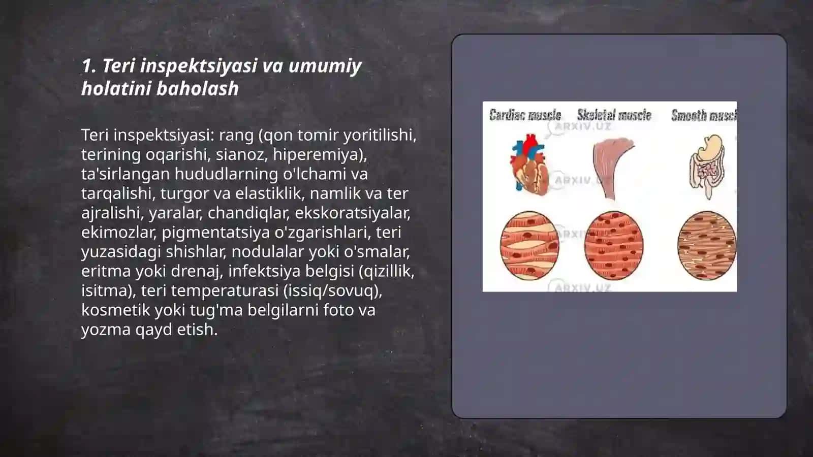 Teri limfa sezish harakat qilish va skelet tizimini baholash 3