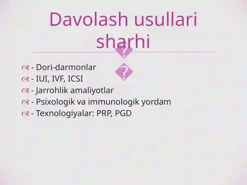 Bepushtlikni davolashning zamonaviy usullari 3