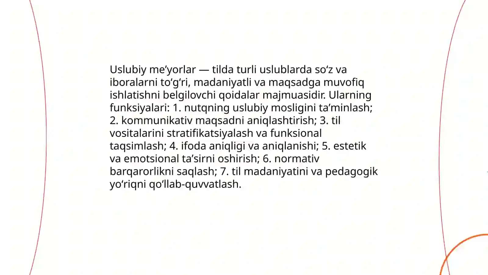 Uslubiy meʼyorlar. Soʻzlashuv uslubi. Oʻzbek tili lahja va shevalari 3
