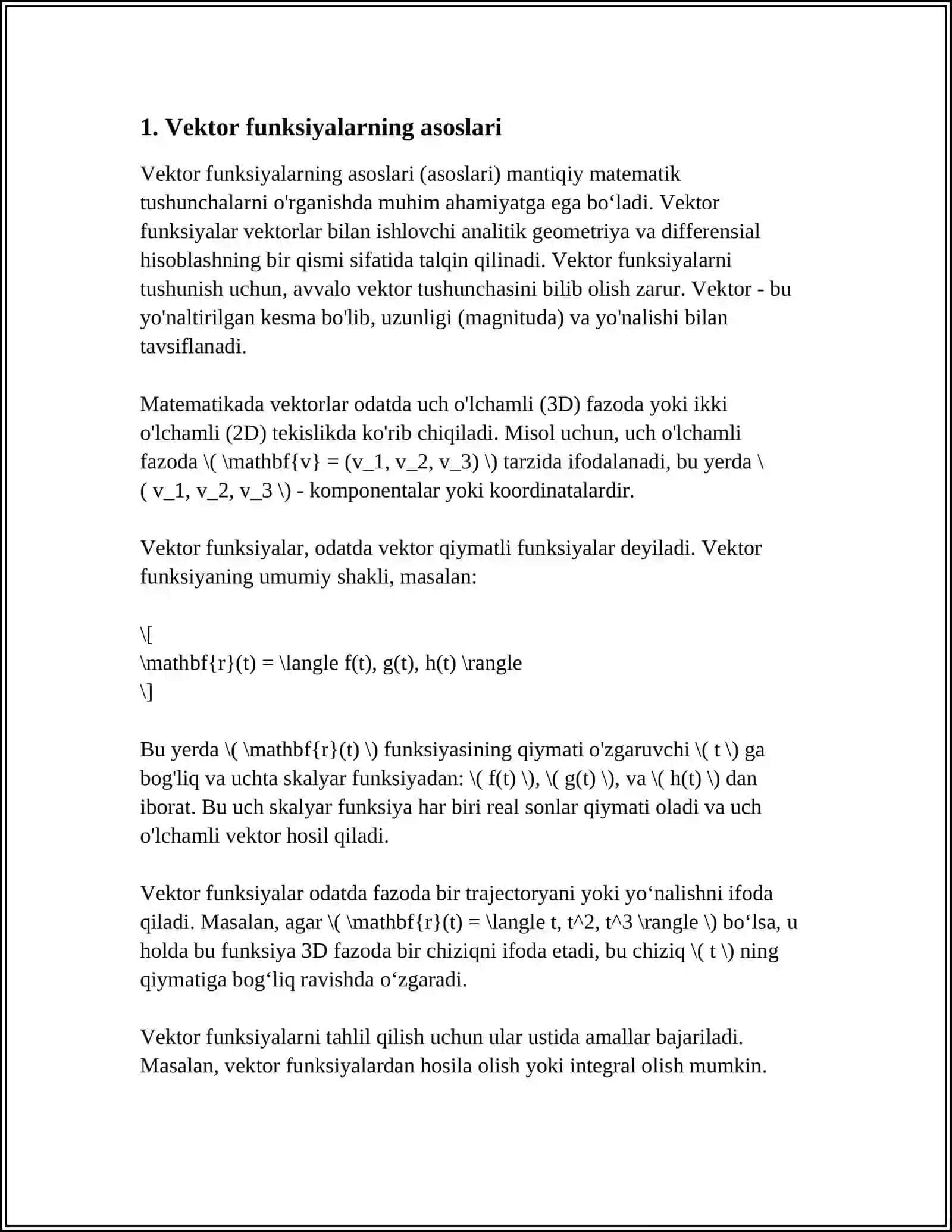 "VEKTOR FUNKSIYALARINING KOMPYUTER GRAFIKASIDAGI TATBIQLARI" 3