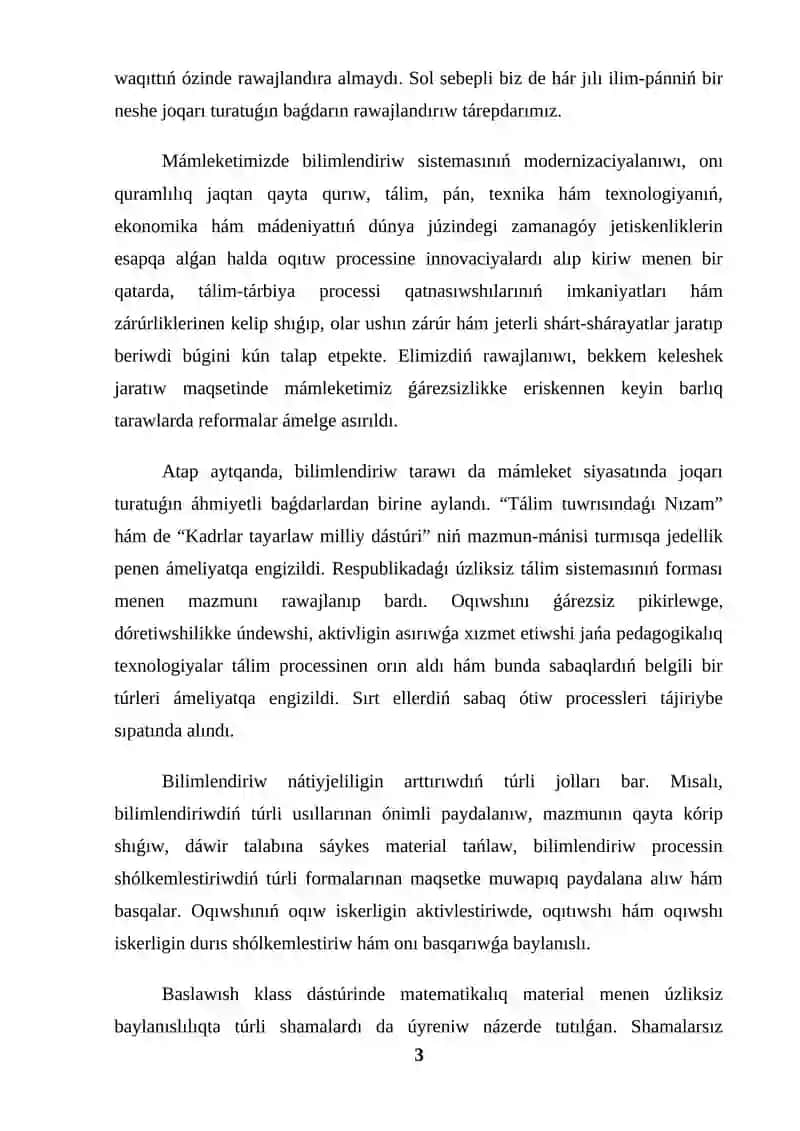 Tiykarǵı shamalar kurs jumısı 3