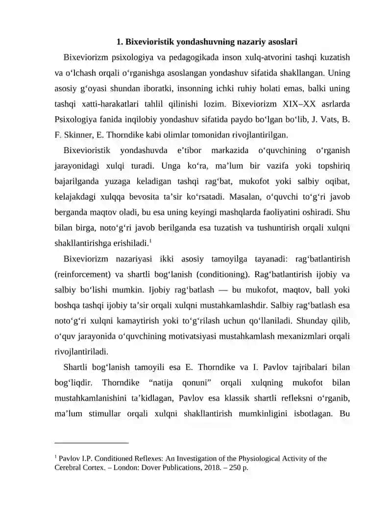 Bixevioristik yondashuvga asoslangan motivatsion mashqlar to‘plamini loyihalash va sinovdan o‘tkazish 3