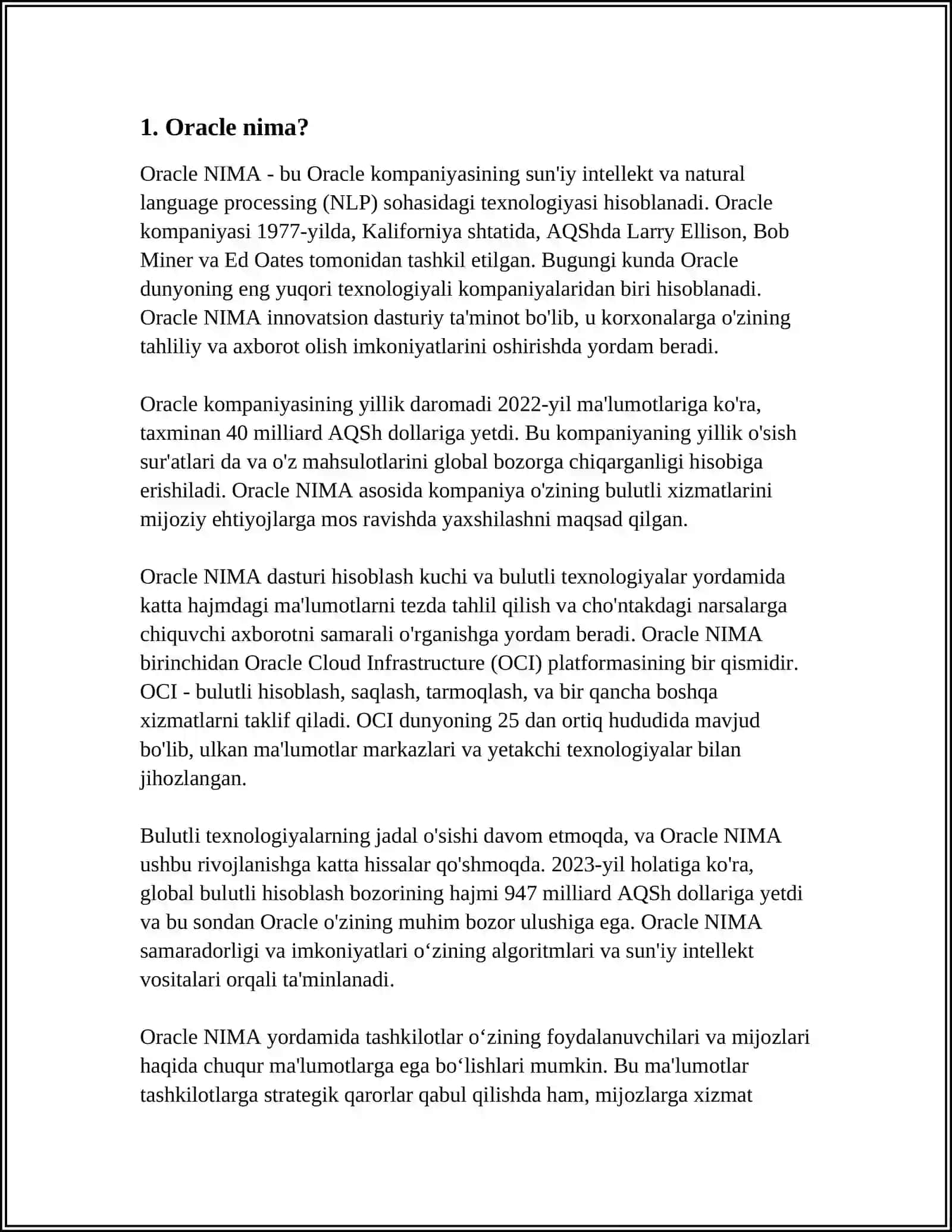 ORACLE HAQIDA TUSHUNCHA 3