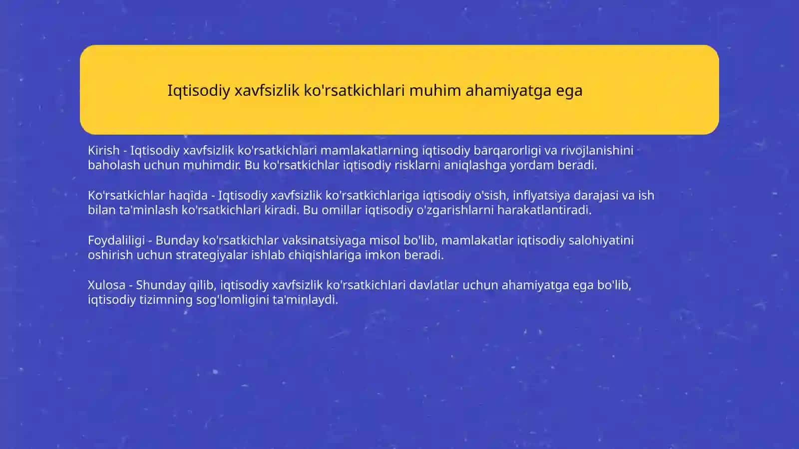Iqtisodiy xavfsizlik ko’rsatkichlarining taxlikali chegaralari 3