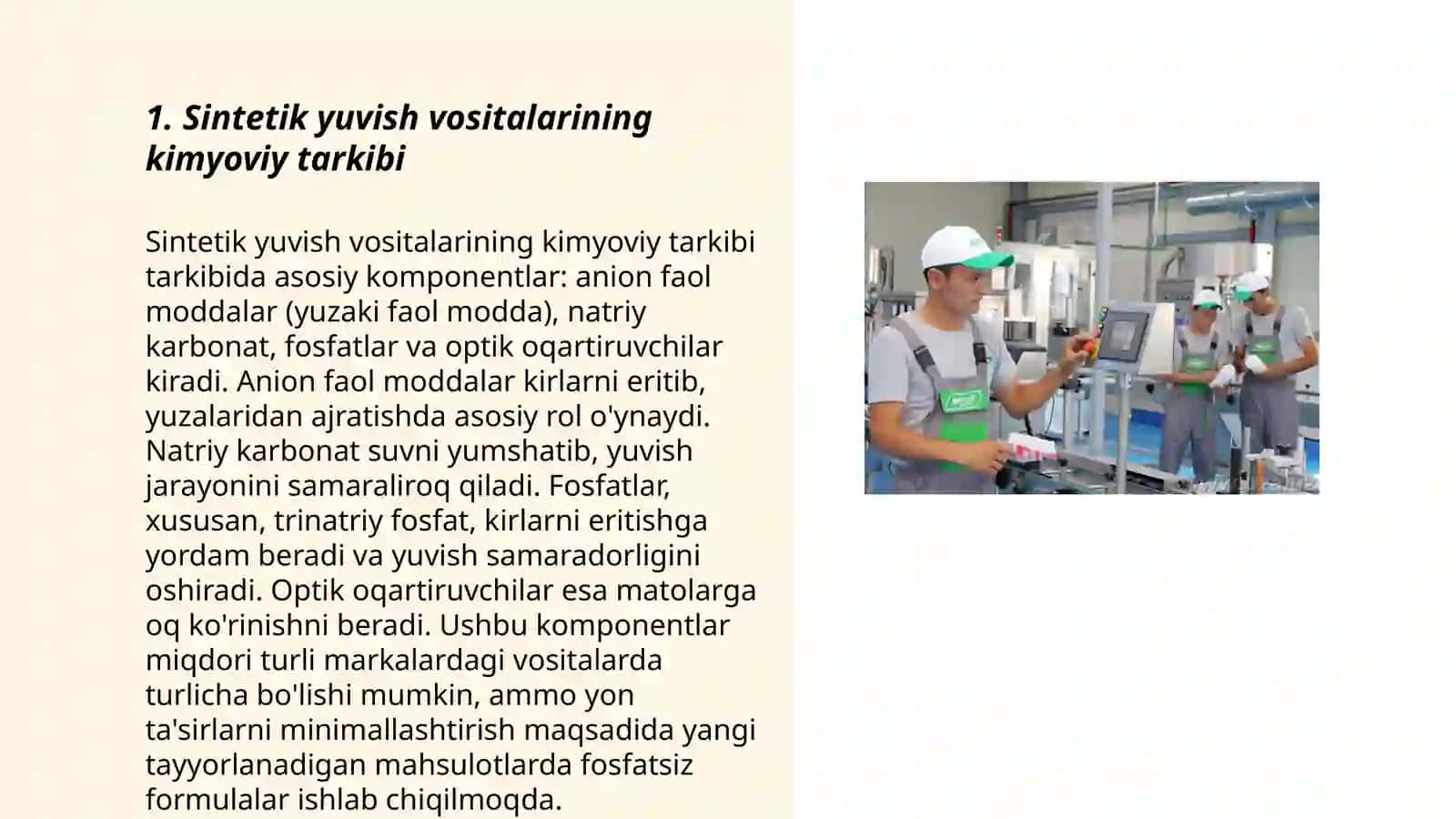 Sintetik yuvish vositalarini ishlab chiqarish texnalogiyasi 3
