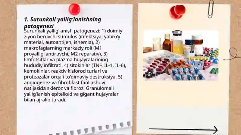 Surunkali yalligʻlanish. Yalligʻlanishni tizimli tasirlari. Hujayra reparatsiyasi 3
