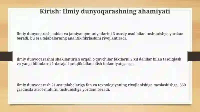 Ilmiy dunyoqarash va aqliy tarbiya 3