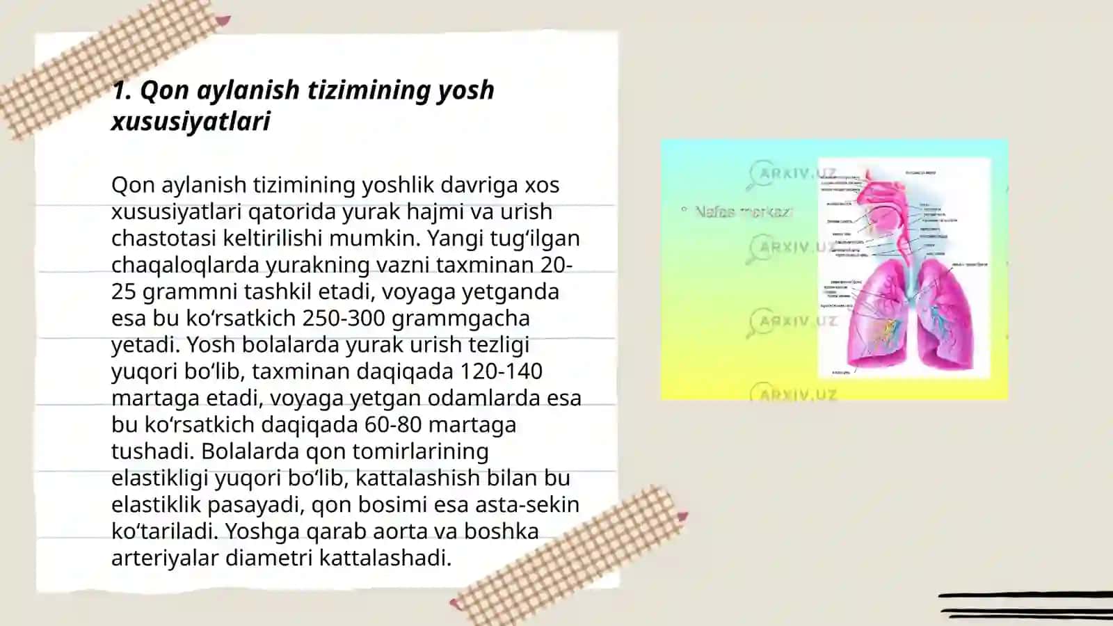 Qon aylanish va nafas tizimining yosh xususiyatlari gigiyenasi 3
