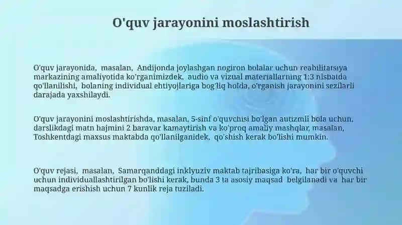 Nogiron bolalar uchun ta'lim maqsadlarini loyihalash tamoyillari 3