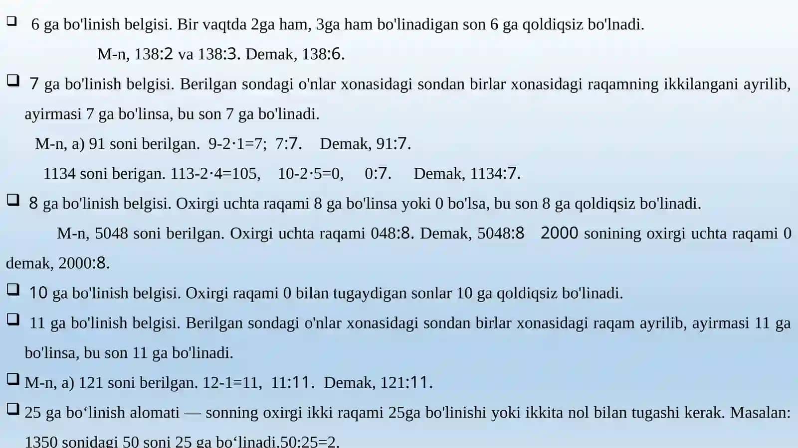 Tubvamurakkabsonlar.Eratosfeng‘alviri.Sonlarningengkichikumumiykarralisivaengkattaumumiybo‘luvchisi,ularningasosiyxossalarivatopish 3