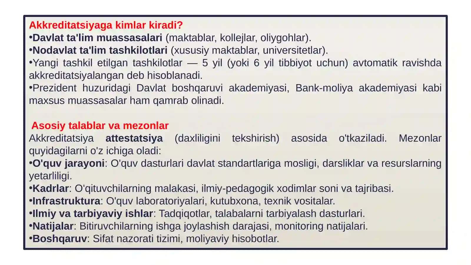 Akkreditatsiya va litsenziyalash jarayonlari. Universitetda strategik rejalashtirish asoslari 3