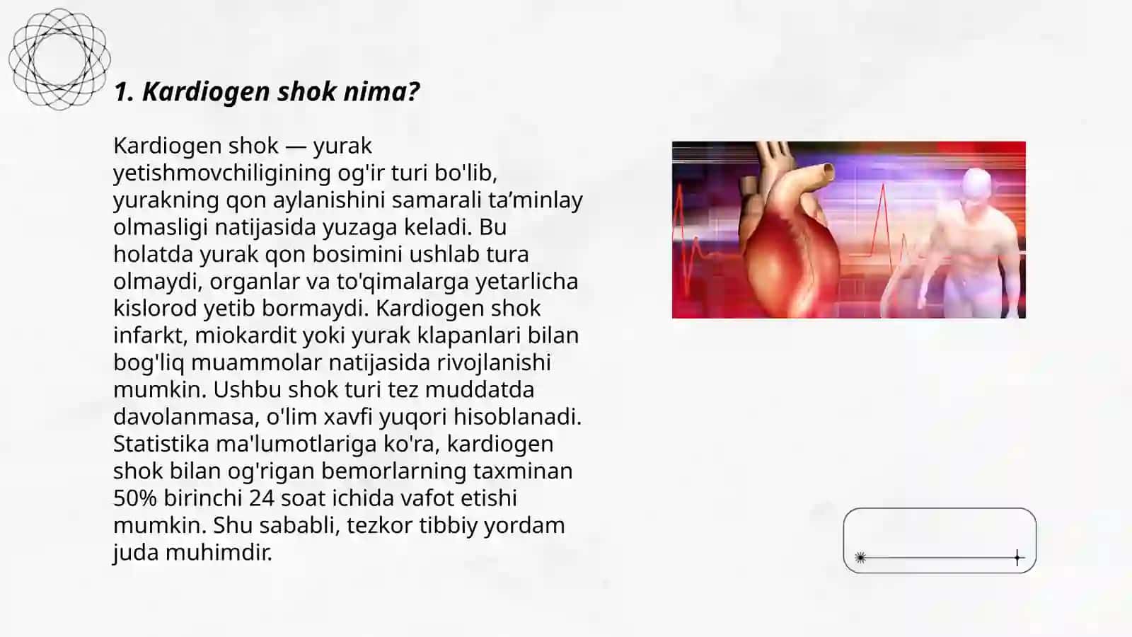 Shok turlari haqida.Kardiogen shokda birinchi yordam ko`rsatish 3