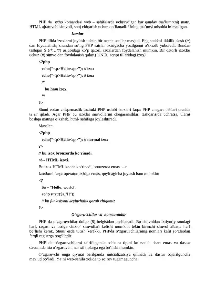 PHP dasturlash tili 3