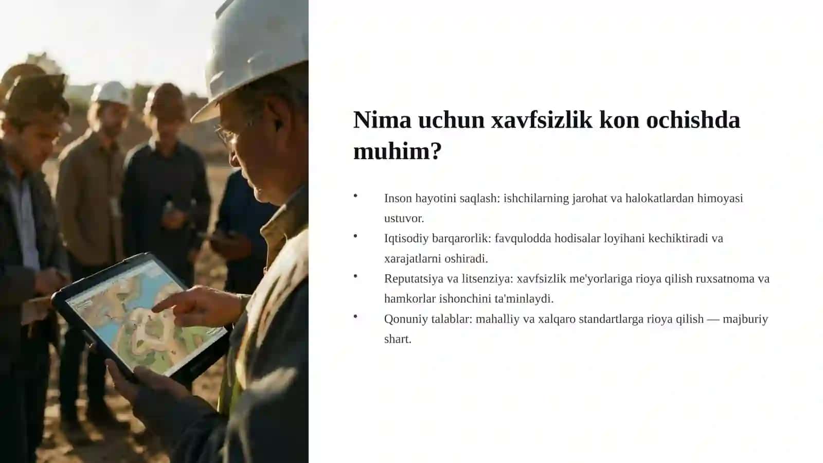 Kon ochishning boshlangʻich bosqichida xavfsizlik choralari 3
