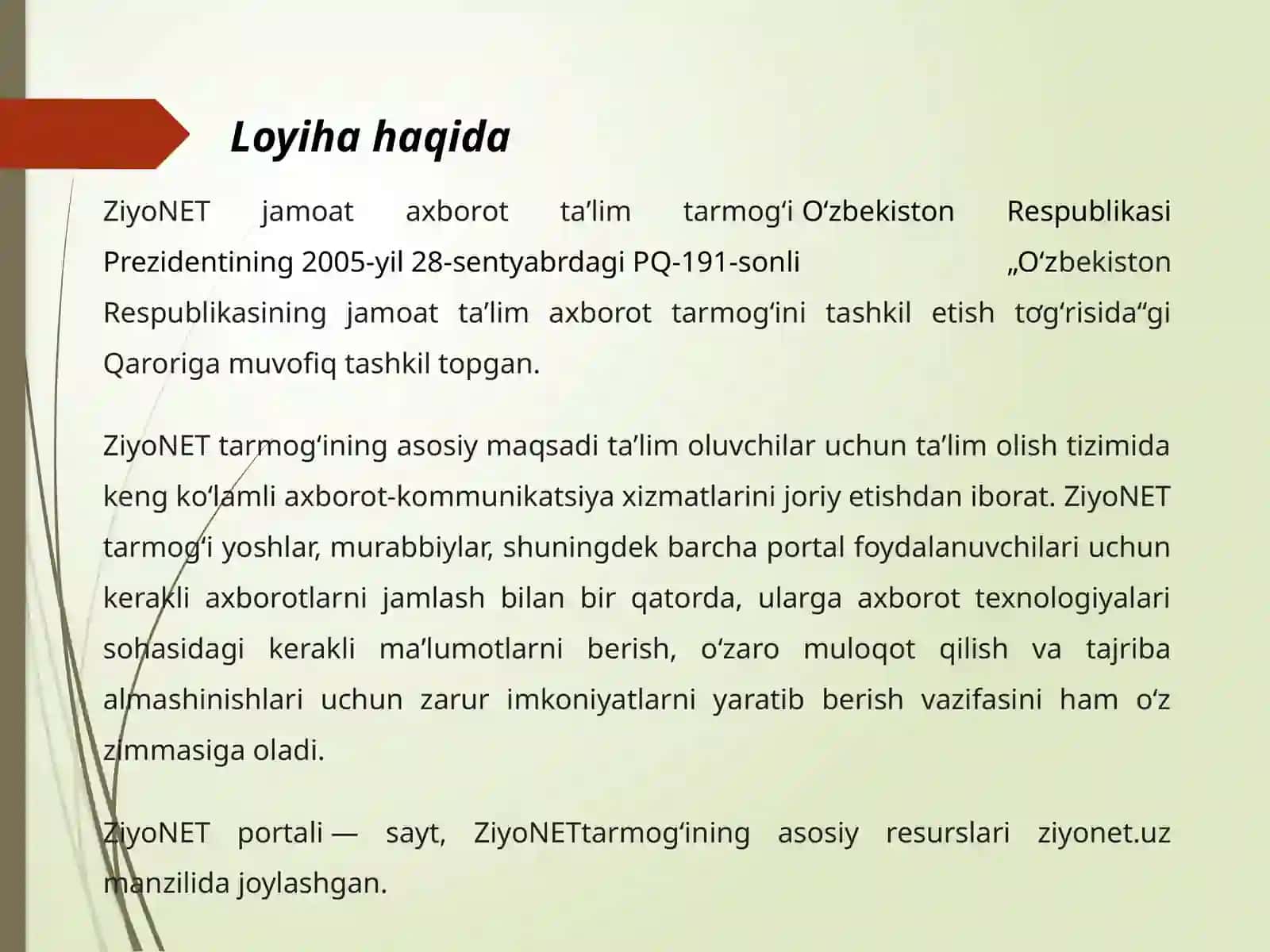 ZIYONET TARMOG`IDA MA`LUMOTLAR BILAN ISHLASH 3