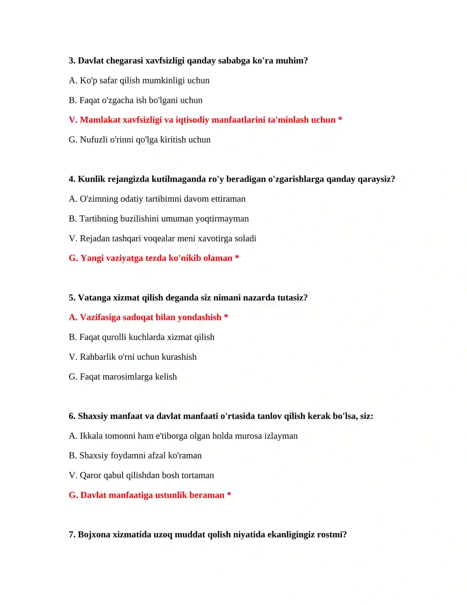 PSIXOLOGIK TEKSHIRUV VA TO'LIQ SAVOLLAR VA TO'G'RI JAVOBLAR 3