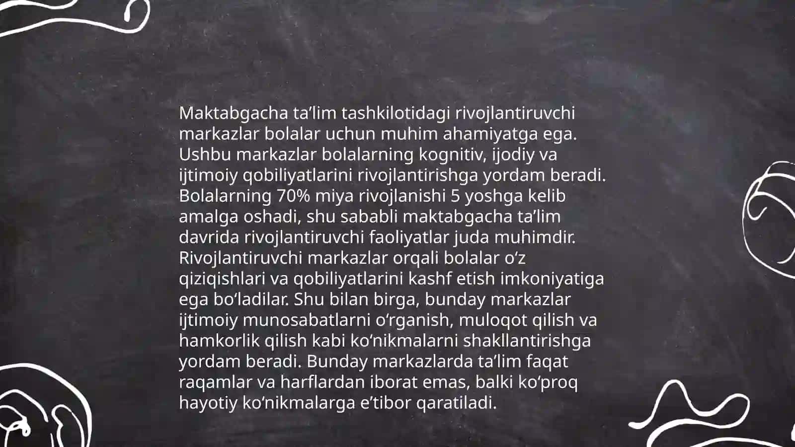 Maktabgacha taʼlim tashkilotida rivojlantiruvchi markazlari tashkil etish 3