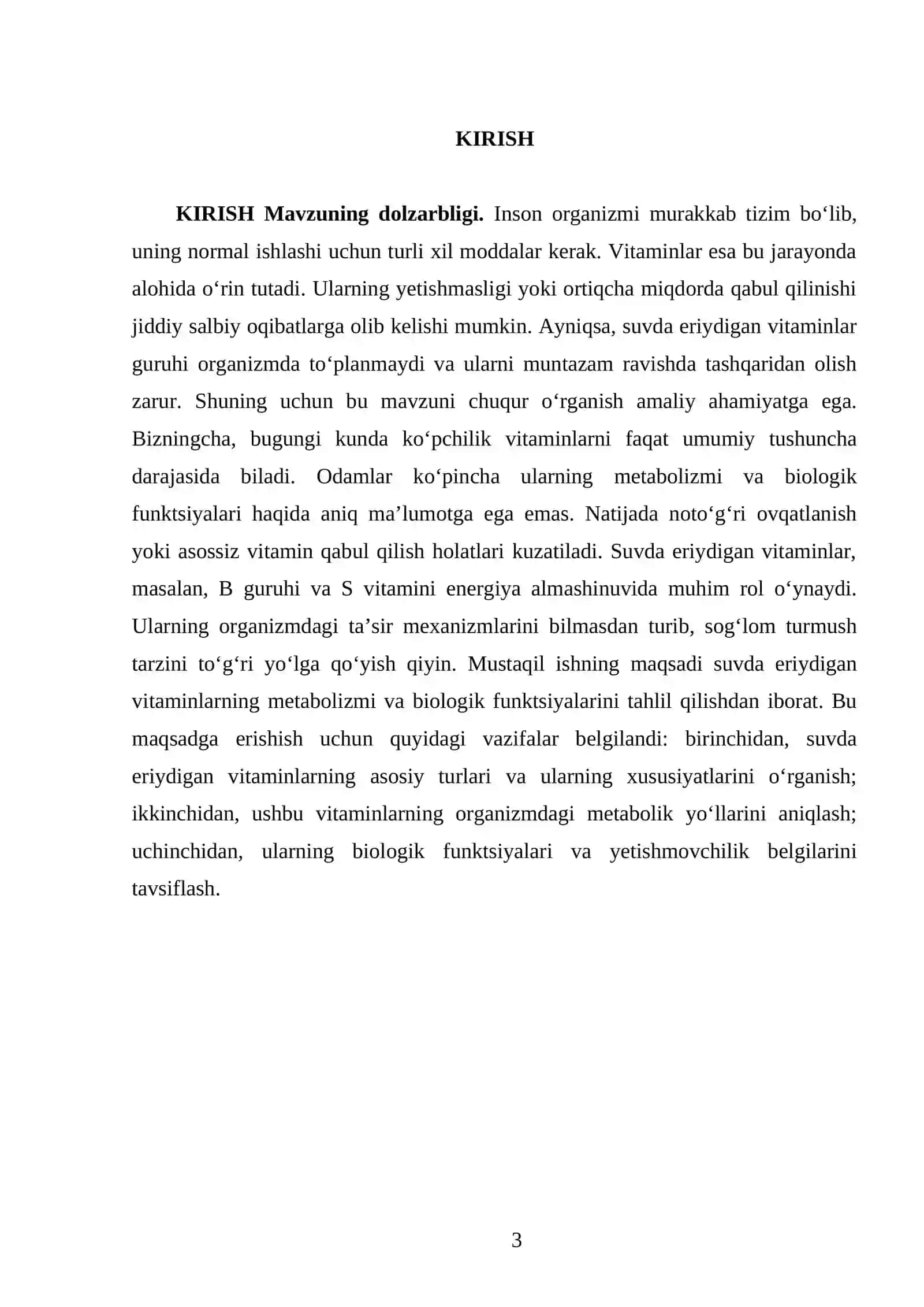 Vitaminlar haqida tushuncha. Suvda eriydigan vitaminlar metabolizmi va biologik funktsiyalari 3