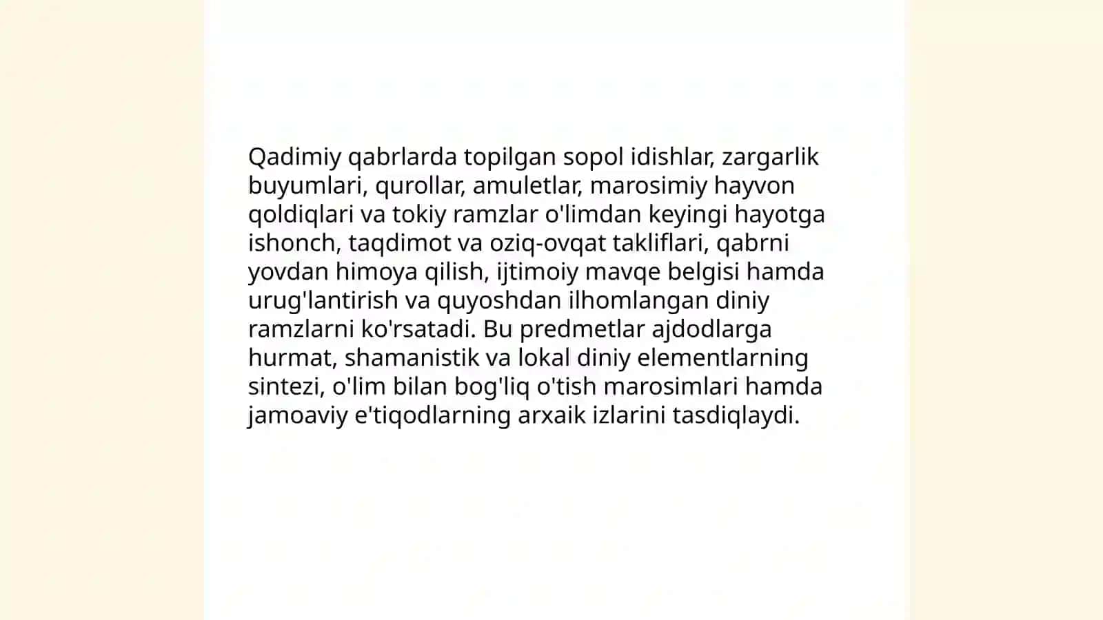 Qadimiy qabrlardagi predmetlar va ularning diniy ma'nolari 3