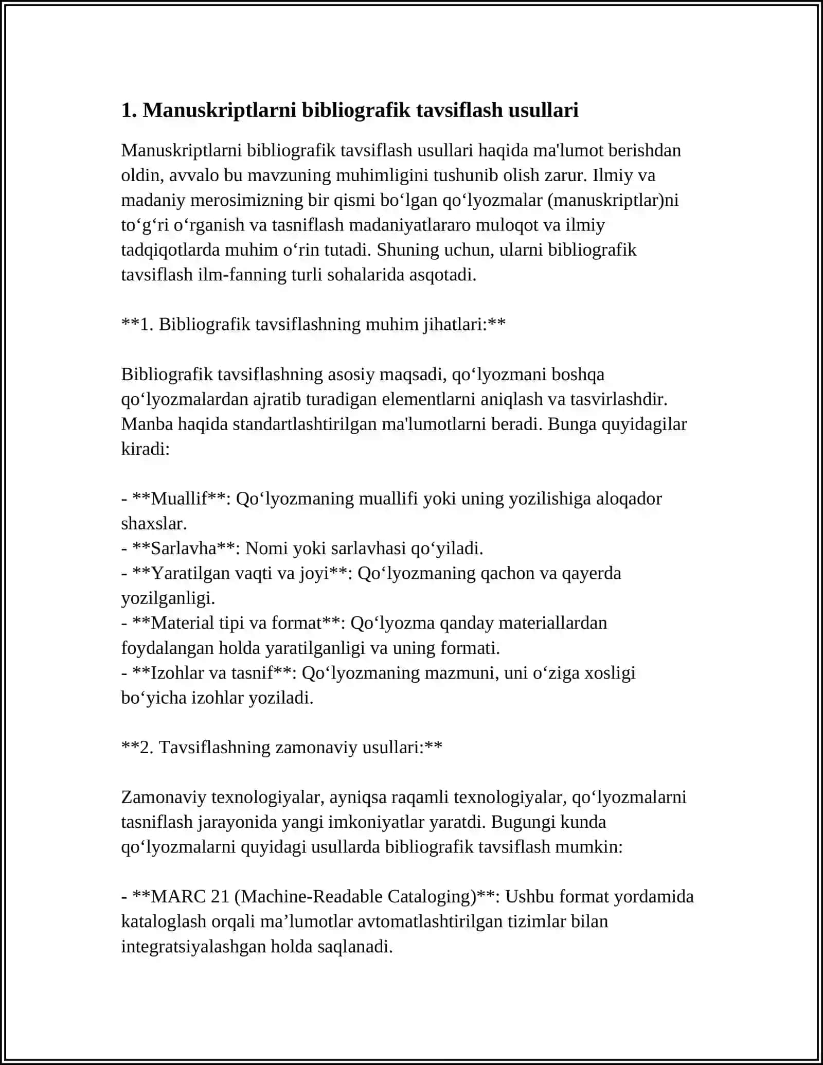 MAHSUS TURDAGI HUJJATLARNI BIBLAGRAFIK TAVSIFLAH 3