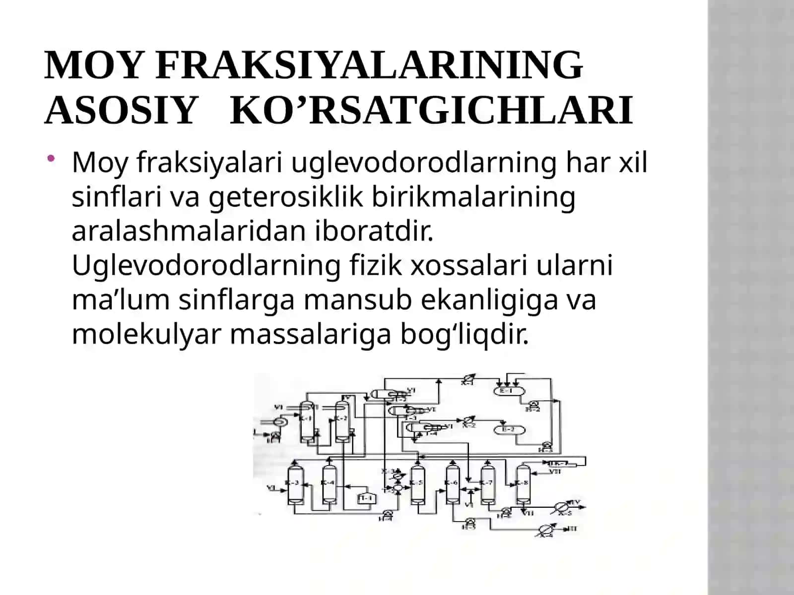 Moyfraktsiyalarini adsorbtsiya usuli bilan tozalashni intensivlash va seolitlar yordamida adsorbtsiyalash 3