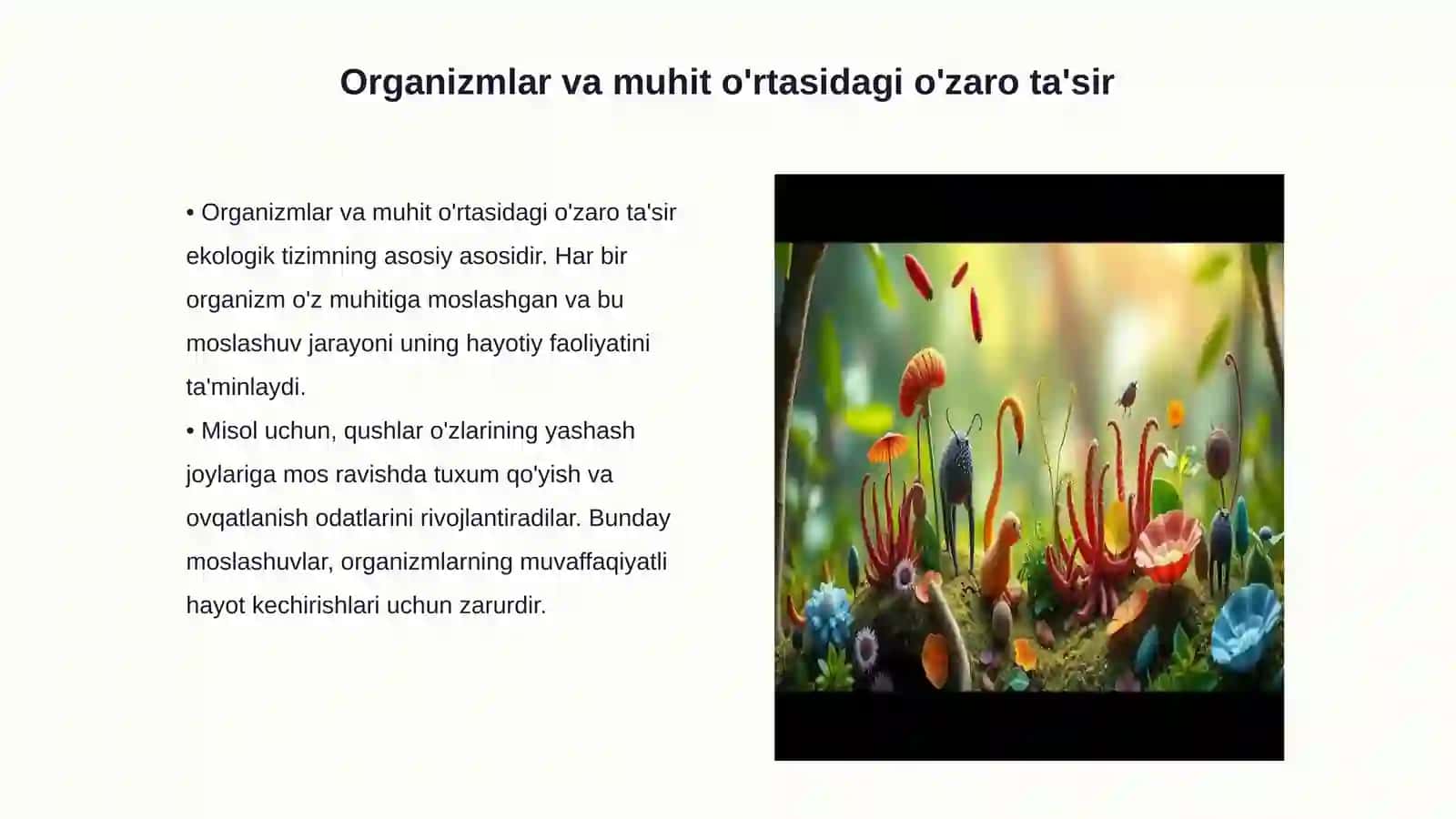Organizmlar va ularning muhitga moslashuvi 3