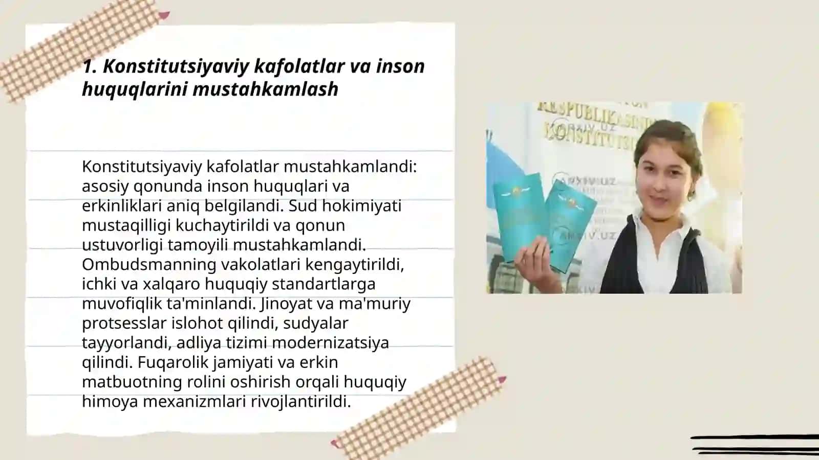 Yangi O'zbekistonda inson haq-huqulari va erkinliklari kafolatining yaratilishi 3