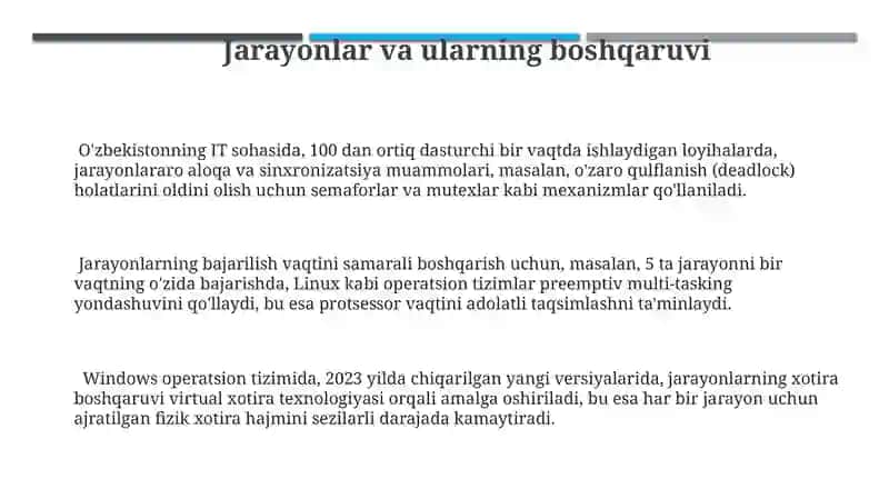 Ko'p foydalanuvchili va ko'p vazifali operatsion tizimlar 3
