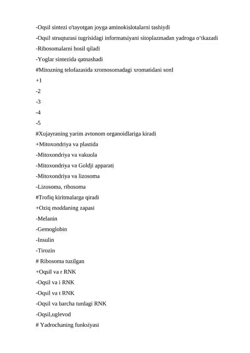 Umumiy genetika fanidаn yakuniy nazorat savollari 3