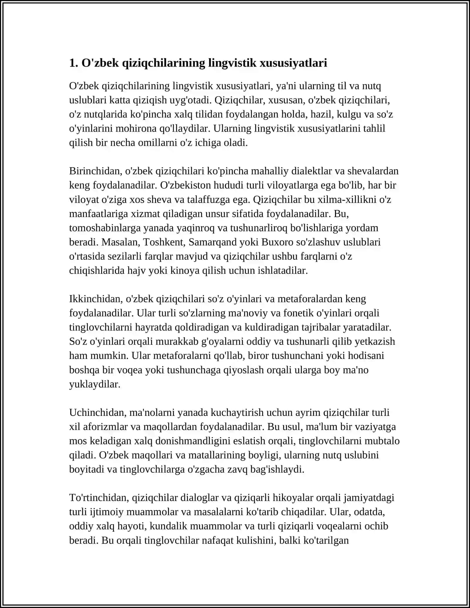 O‘ZBEK QIZIQCHILAR NUTQINING LINGVOSTILISTIK TADQIQI 3