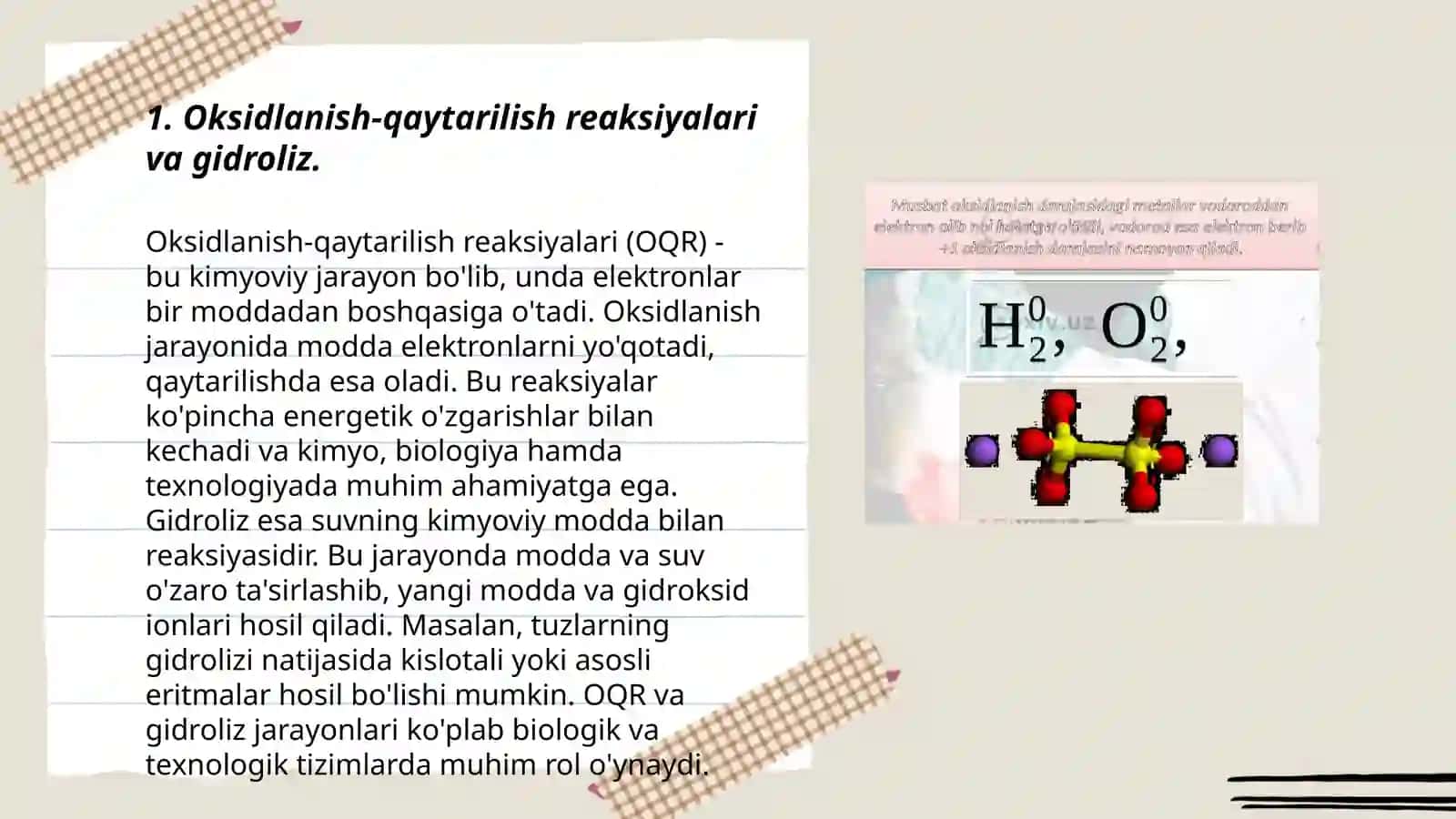Oksidlanish-qaytarilish reaksiyalari va gidroliz 3