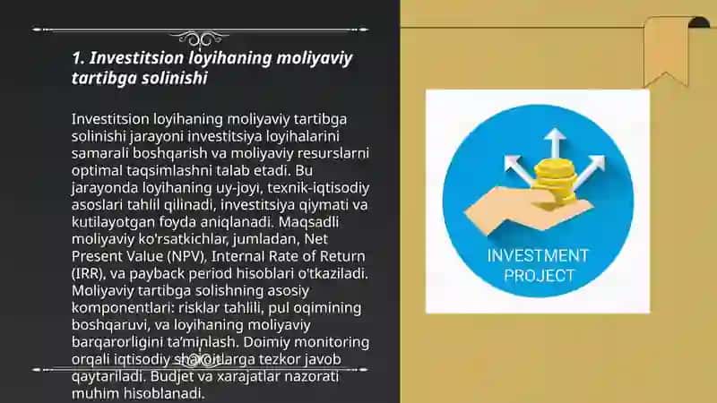 Investitsion loyihalar moliyaviy tahlili va mohiyati 3