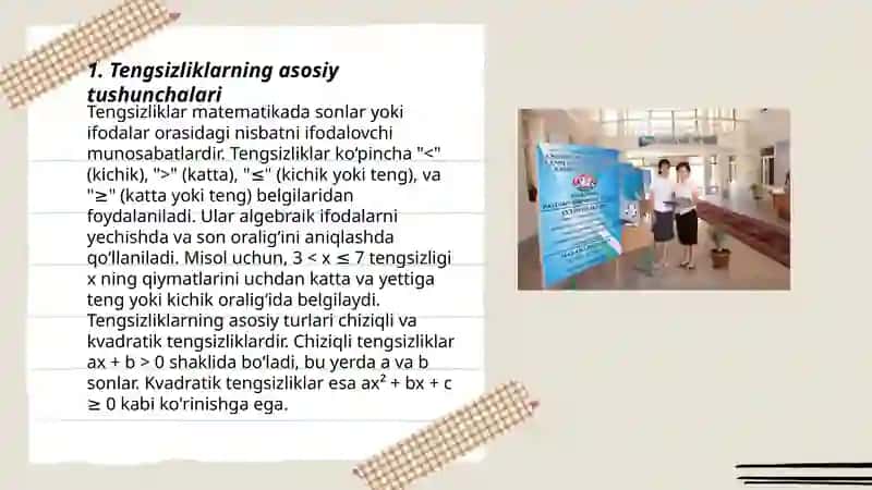 Umumiy Òrta ta'lim maktab, akademik litsey va kasb hunar kollejlarida tengsizliklarni òqitish metodikasi 3