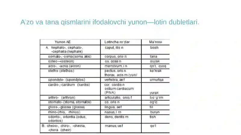 Klinik terminlar yasovchi atama elementlar. 3