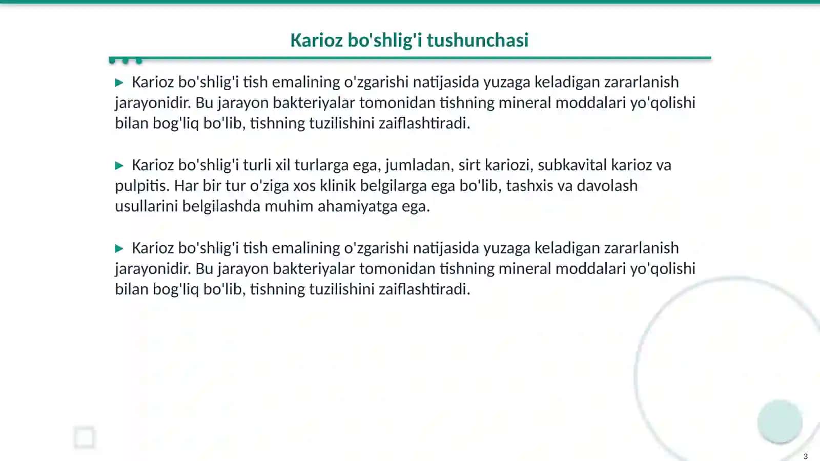 Fantomlarda II sinf karioz bo'shlig'ini charxlash va plombalash 3
