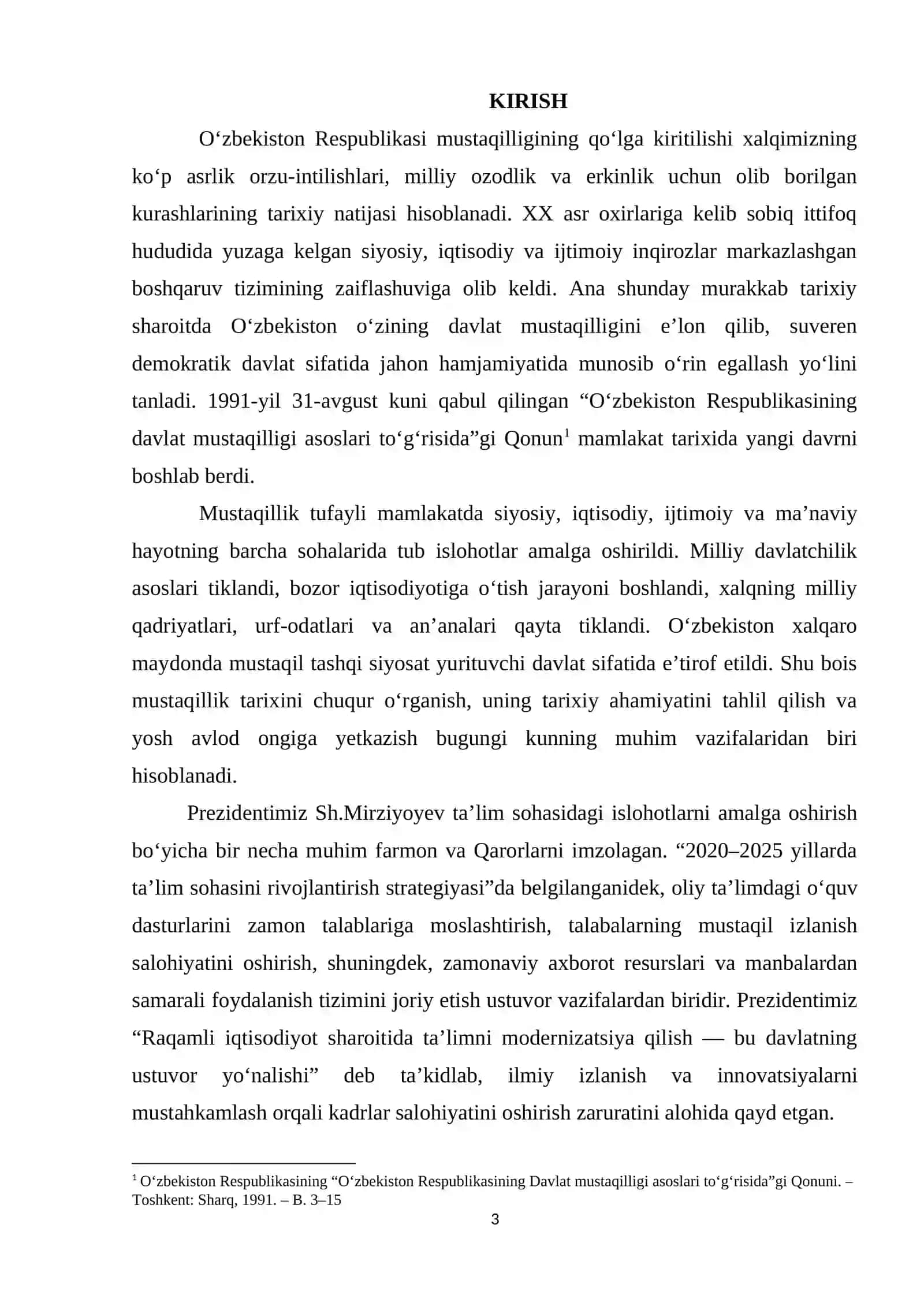 ОʻZBЕKISTОN RЕSPUBLIKАSI MUSTАQILLIGINING QОʻLGА KIRITILISHI 3