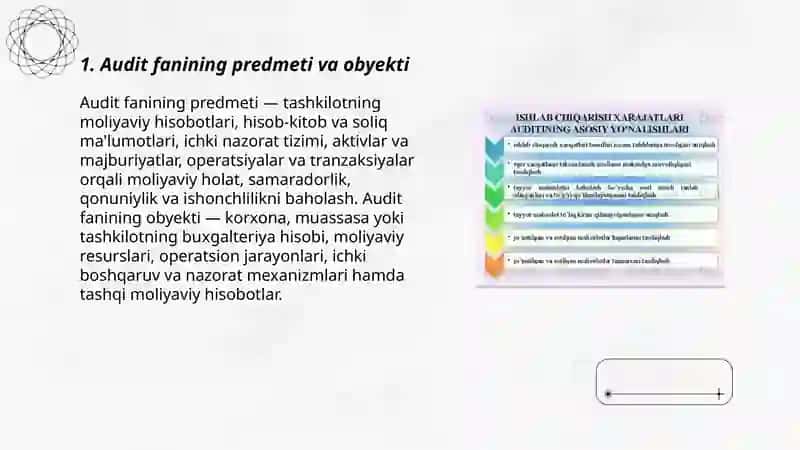 Audit fanining predmeti, maqsadi va vazifalari 3