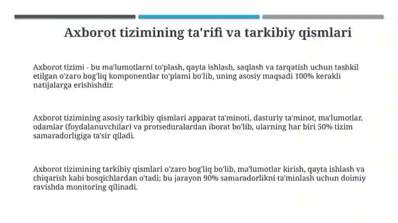 Axborot tizimlarining tushunchasi 3