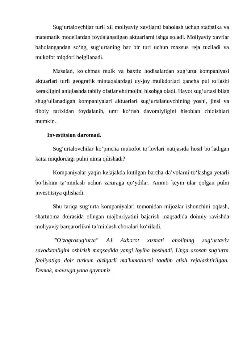 Sug'urta kompaniyasi faoliyatining umumiy va iqtisodiy asoslari 3