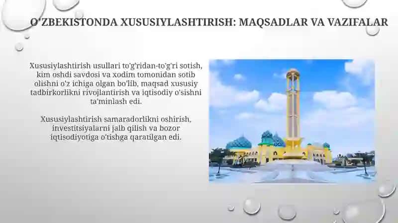 O'zbekistonda Xususiylashtirish: Maqsadlar va Vazifalar 3