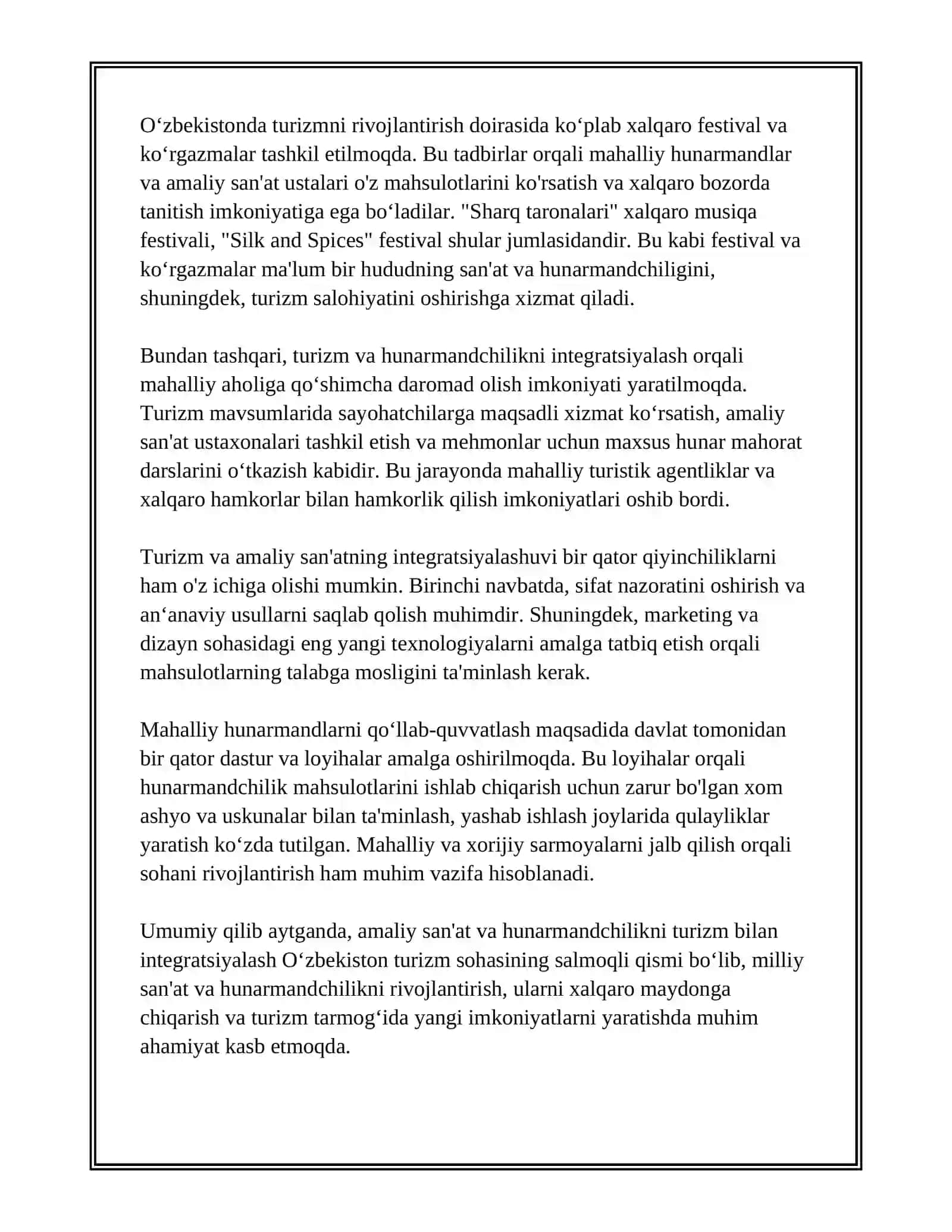 AMALIY SAN'AT, RASSOMCHILIK, TEATR VA KINO SAN'ATI. TURIZM SOHASINING RIVOJLANISHI 3