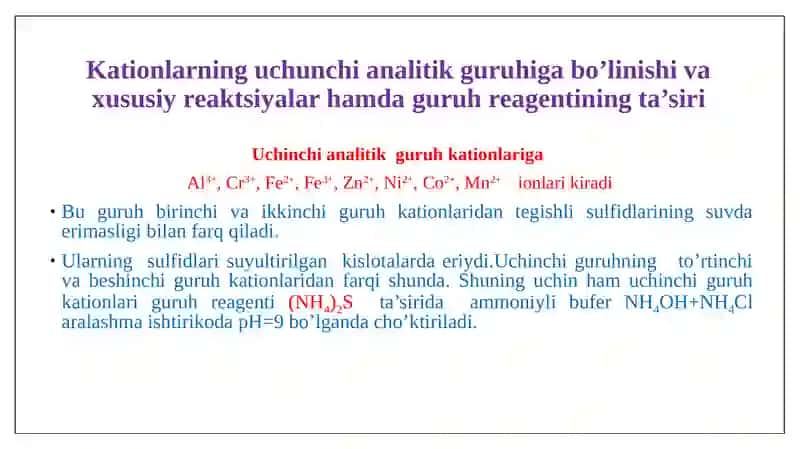 III va IV GURUH KATIONLAR ANALIZI 3