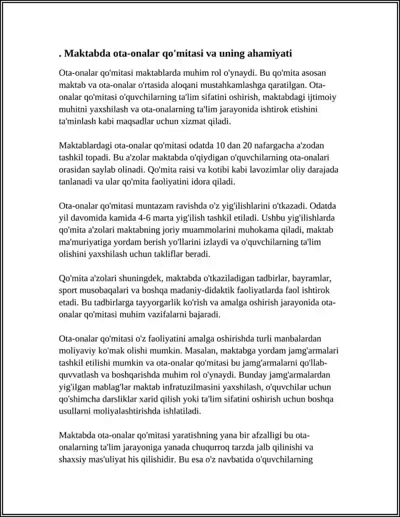 Maktabda Ota-Onalar Komiteti va Veteranlar Kengashi ishlarini boshqarish 3