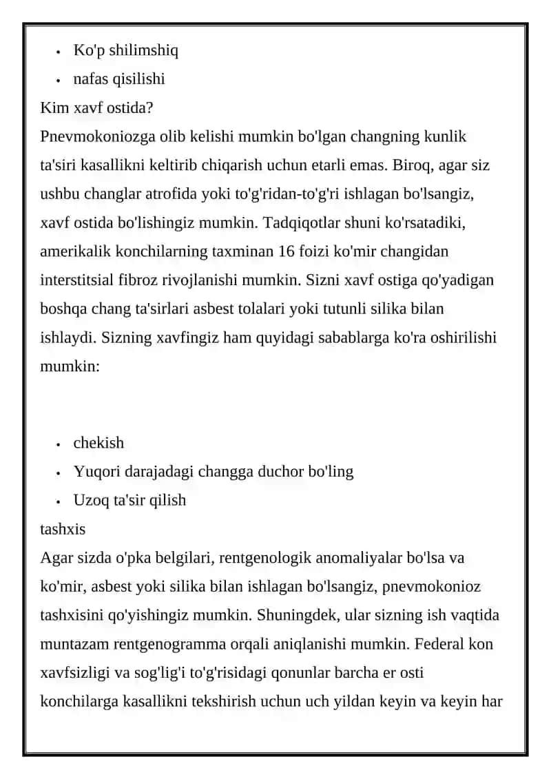 Pnevmokoniozlar va ularning tasnifi 3