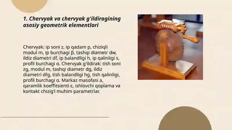 Chervyakli uzatmaning kinematikasi va geometrayasi 3