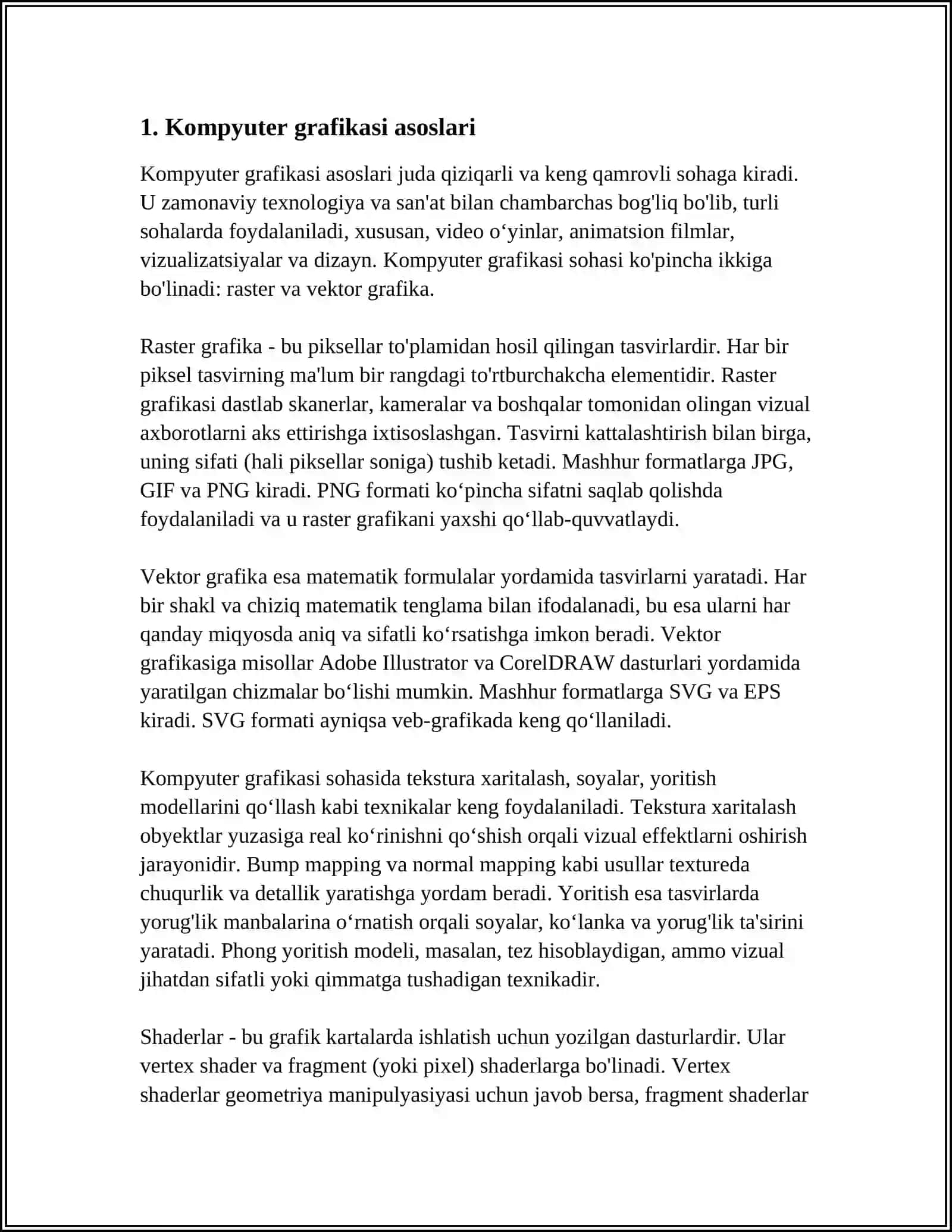 KOMPYUTER GRAFIKASINING DASTURIY TA'MINOTI 3