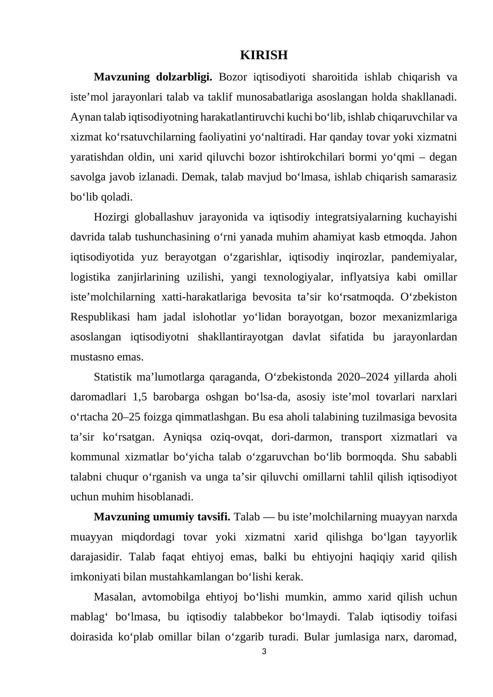 Talab tushunchasi, talab miqdoriga ta’sir qiluvchi omillar 3