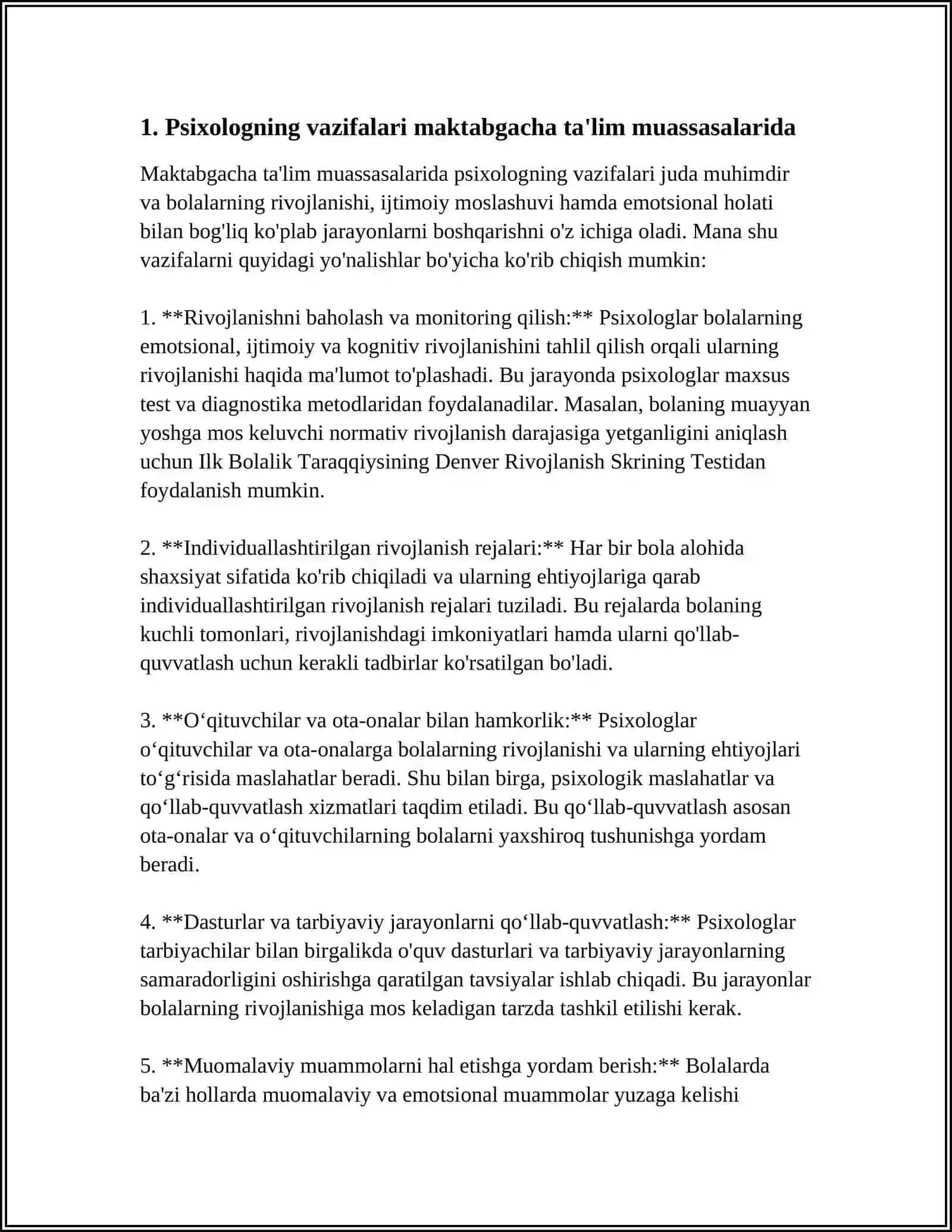 PSIXOLOGNING MAKTABGACHA TARBIYA MUASSASALARIDAGI ISHLARI 3