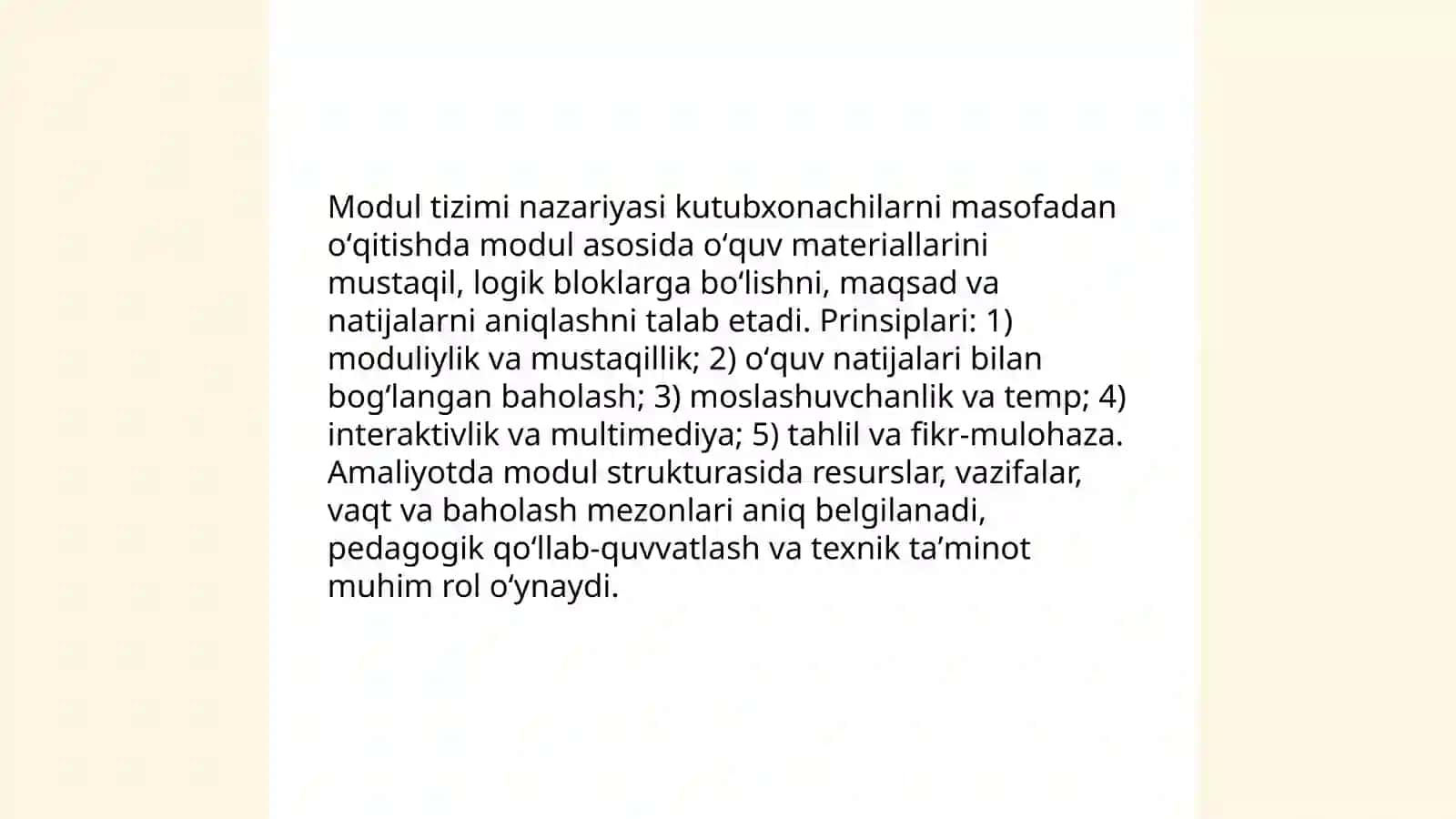Modul tizimi asosida kutubxonachilarni masofadan oʻqitish 3
